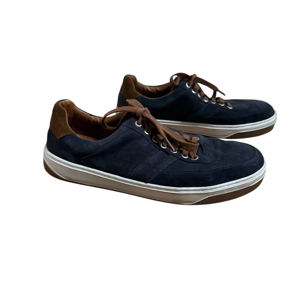 Peter Millar Vantage Suede‎ Sneakers Mens 9.5 Navy Blue Lace Up Retro
